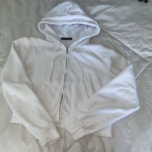 white brandy melville cropped zip up hoodie